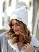 Cream hat with silver thread for winter C16 - Online store - Boutique